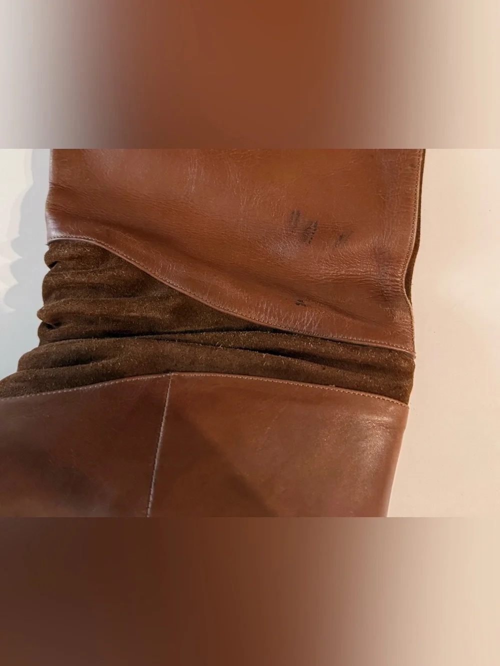 Vintage 80s Jaqueline Ferrar brown camel tone leather and suede boots. 10